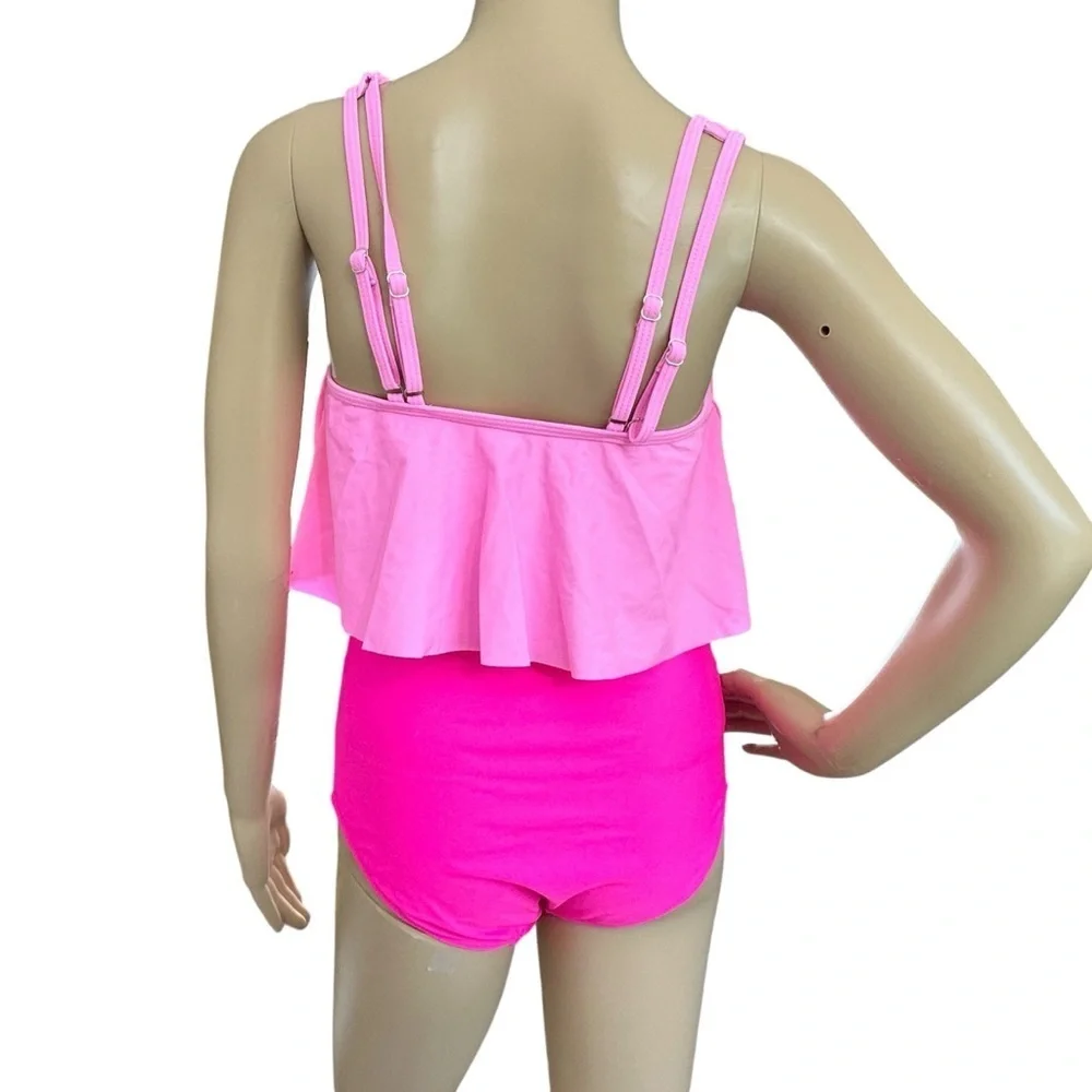 Edel Qual Bright Pink Ruffled Swimsuit NWOT Medium